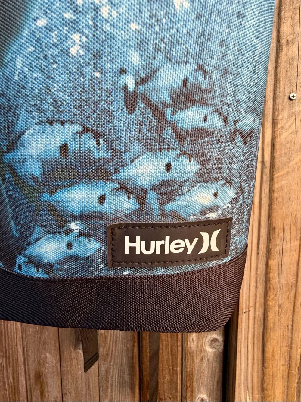 Hurley Blue and Black Shark Print Backpack for Men